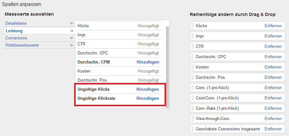 Pfad um Klickbetrug bei Google AdWords anzuzeigen - Schritt 4